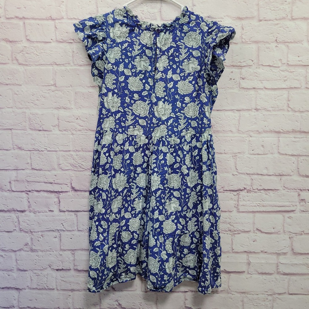 Liza Byrd Floral Ruffle Tiered Mini Dress M Blue 100% Cotton Cottagecore Prairie
